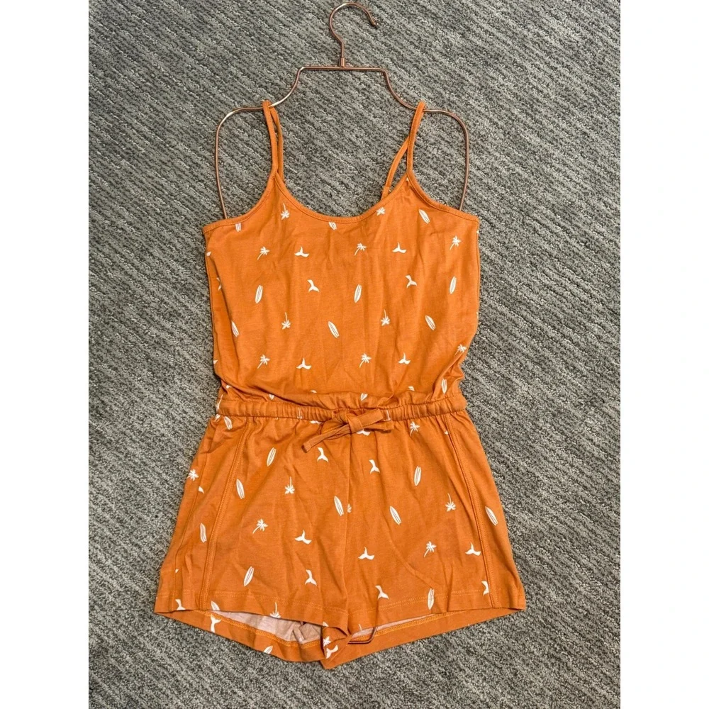 Cosabella Girls Burnt Orange Tropical Print Romper and Matching Backpack‎ Set L